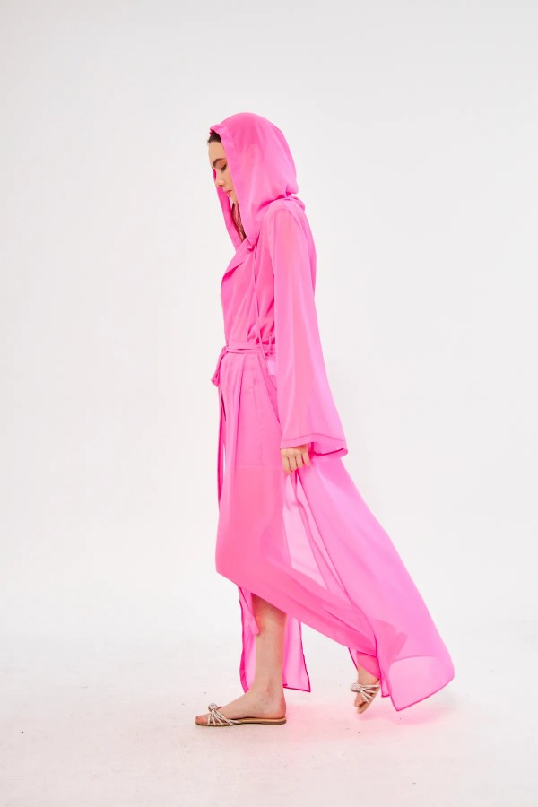 Majoristik Kimono - Pembe Kapşonlu